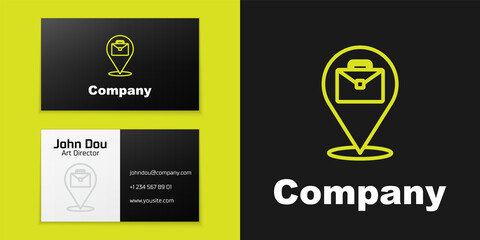 Poster - Logotype line Online working icon isolated on black background. Freelancer man working on laptop at his house. Remote work. Distant job concept. Logo design template element. Vector