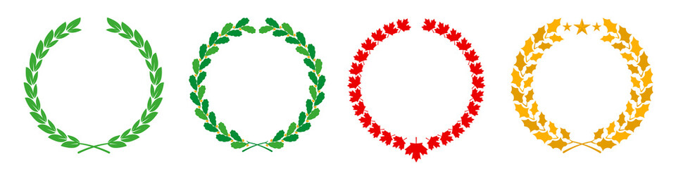 wreaths of different leaves. flat vector illustration isolated on white