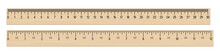 Realistic Wood Rulers 30 Centimeters And 12 Inches. 3D Realistic Vector Illustration Isolated On White