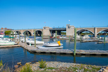 Wall Mural - Washington Bridge between City of Providence and East Providence on Seekonk River in Rhode Island RI, USA. 