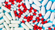 Capsules and Pills  on Blue Background