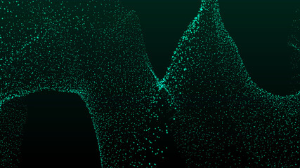 Poster - Abstract digital background. Futuristic wave of dots and weave lines. Digital technology. 3d rendering.