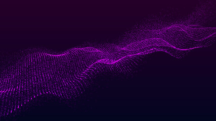 Poster - abstract digital background. futuristic wave of dots and weave lines. digital technology. 3d renderi