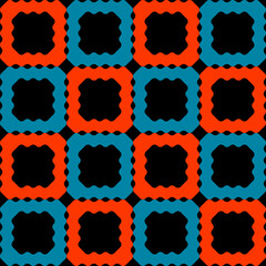 Poster - Checkered same orange and blue tiles. Vector and seamless.