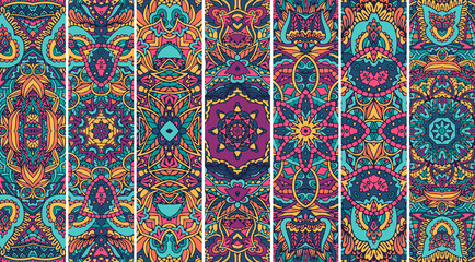 Ethnic geometric pattern banner psychedelic print.