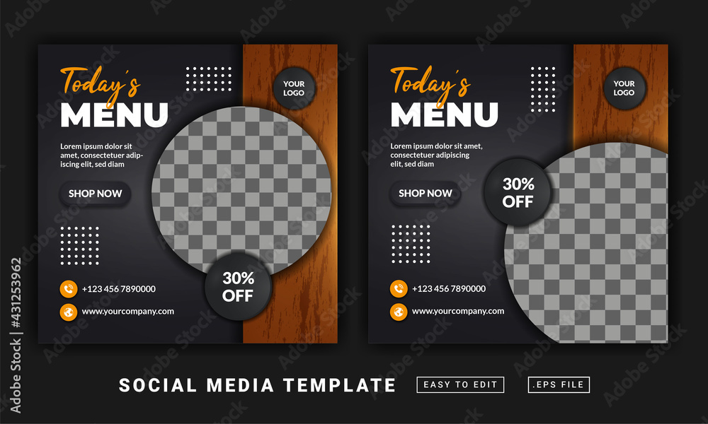 Flyer or social media post themed today's menu template Stock Vector ...