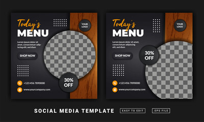 Wall Mural - Flyer or social media post themed today's menu template