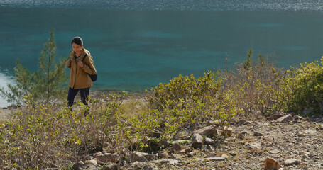 Canvas Print - Travel woman go geo park at Hong Kong