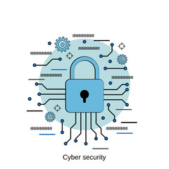 Wall Mural - Cyber security, data protection, information security flat design style vector concept illustration