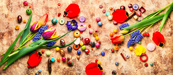 Wall Mural - Set of colored beads,jewelry making