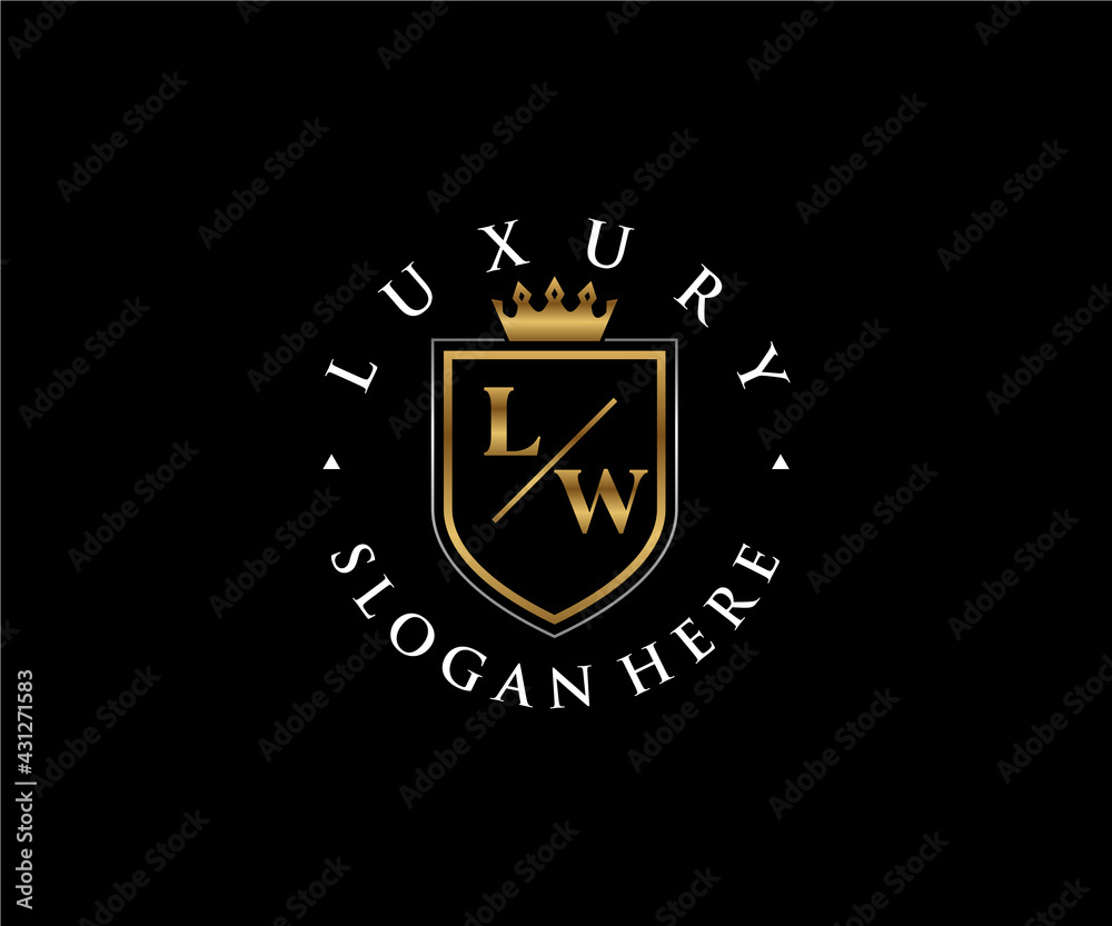 Initial LW Letter Royal Luxury Logo template in vector art for ...