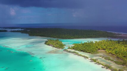 Wall Mural - global warming and rising sea levels concept video, french polynesia. climate change and sea level r