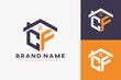 hexagon CF house monogram logo for real estate, property, construction business identity. box shaped home initiral with fav icons vector graphic template