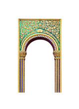 Gold Archway In  Thailand  Temple Isolated On White Background , Clipping Path