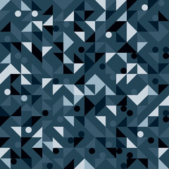 Poster - Abstract blue geometric ornament. Avant garde blue tile pattern. Vector and seamless.