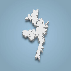 3d isometric map of Shetland Mainland is an island in Scotland