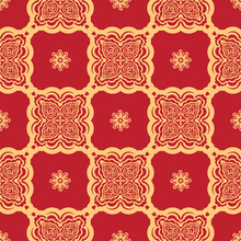 Red Christmas Seamless Pattern With Ornament. Good For Clothing And Textiles. Vector Illustration.