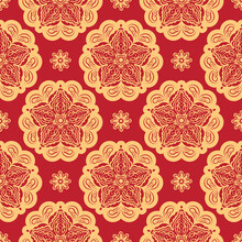 Red Christmas Seamless Pattern With Ornament. Good For Clothing And Textiles. Vector