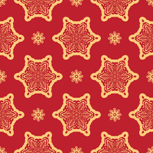 Red Christmas Seamless Pattern With Ornament. Good For Covers, Fabrics, Postcards And Printing.