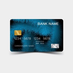 Realistic detailed credit cards. With inspiration from the abstract blue and black color on the gray background. Glossy plastic style. Vector illustration design EPS10