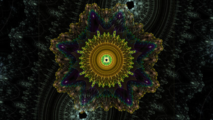 Wall Mural - 3d effect - abstract floral fractal pattern