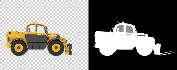 Canvas Print - Telehandler isolated on background with mask. 3d rendering - illustration