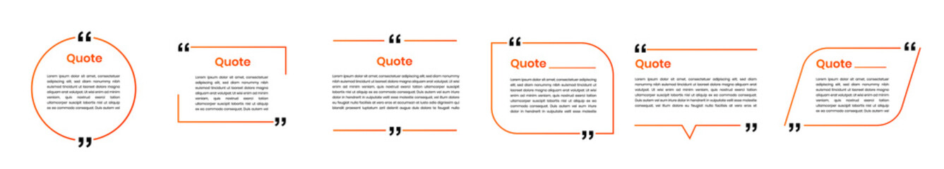 Quote frames blank templates set. square and round Quote box frame.
Speech bubbles with quote marks.