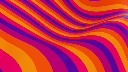 Poster - Striped 3d render tracery with wavy fluid shape and dynamic retro textures. Geometric fluid flow with decorative stripes in trendy creative futurism technology composition.