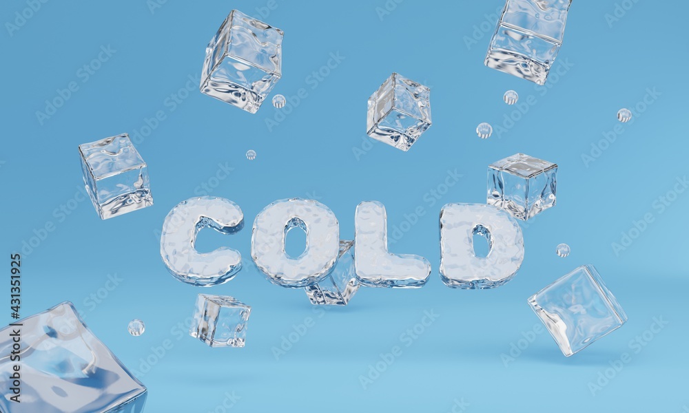 Cold Lettering Word Ilustración de Stock Cold word letters with 3d labels. ice cube. For ...