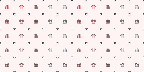 Poster - Cute gift boxes seamless repeat pattern vector background