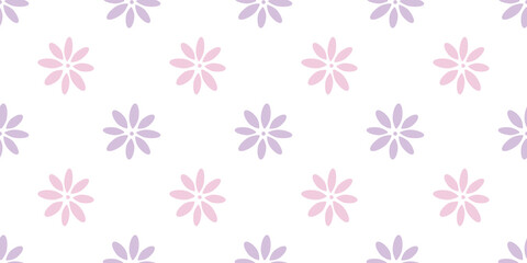 Poster - Cute pastel flowers seamless repeat pattern vector background