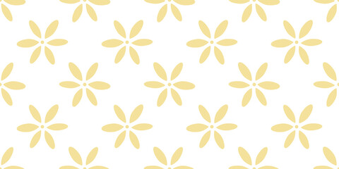 Poster - Yellow flowers seamless repeat pattern vector background