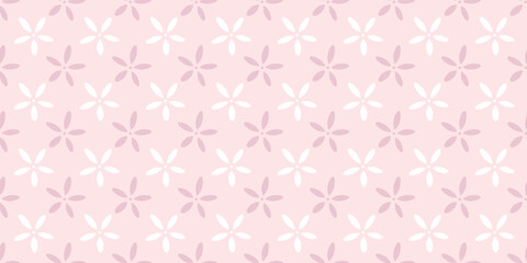 Poster - Pastel pink flowers seamless repeat pattern vector background