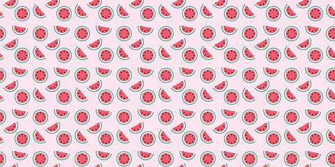 Poster - Watermelon seamless repeat pattern vector background