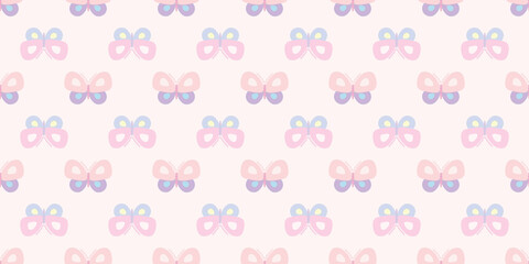 Poster - Cute cartoon butterflies seamless repeat pattern vector background