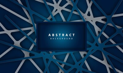 Wall Mural - Abstract background with linear deep blue paper shapes