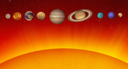 Wall Mural - solar system with our star sun 