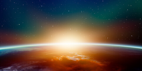 Wall Mural - planet earth with a spectacular sunset 