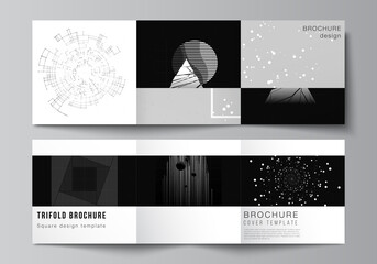Wall Mural - vector layout of square covers design templates for trifold brochure, flyer, cover design, book desi