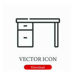 Poster - Desk vector icon.  Editable stroke. Linear style sign for use on web design and mobile apps, logo. Symbol illustration. Pixel vector graphics - Vector