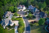 Fototapeta Miasto - Aerial view of an upscale sub division in suburbs of USA