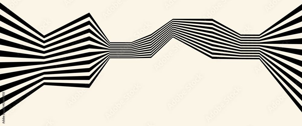 Abstract background with zigzag lines. Stripes optical art illusion. - obrazy, fototapety, plakaty 