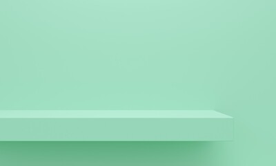 Poster - Empty shelf on mint wall. 3d rendering