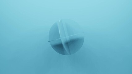 Wall Mural - 3d rendering light blue round geometric shape rotates in random direction. abstract simple seamless 