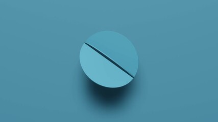 Wall Mural - 3d rendering light blue round geometric shape rotates in random direction. abstract simple seamless 