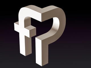 Fototapete - Font composition stylization of the font of the letters F and P.   3D rendering.