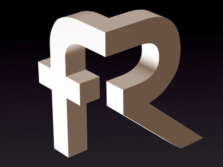 Fototapete - Font composition stylization of the font of the letters F and R.   3D rendering.