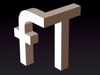 Fototapete - Font composition stylization of the font of the letters F and T.   3D rendering.