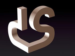 Fototapete - Font composition stylization of the font of the letters D and  S.   3D rendering.