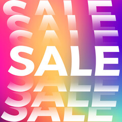 Poster - Modern Sale Banner Design. Wavy Text on Bright Colorful Background with Gradient. Vector Advertising Illustration.